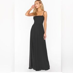 NWT Show Me Your MUMU black chiffon wedding Lauren tie maxi dress XS